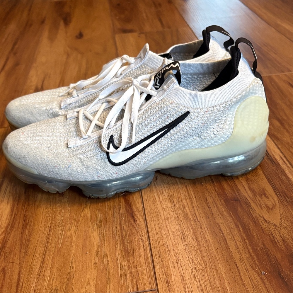 Nike White and Black Air VaporMax Flyknit Shoes